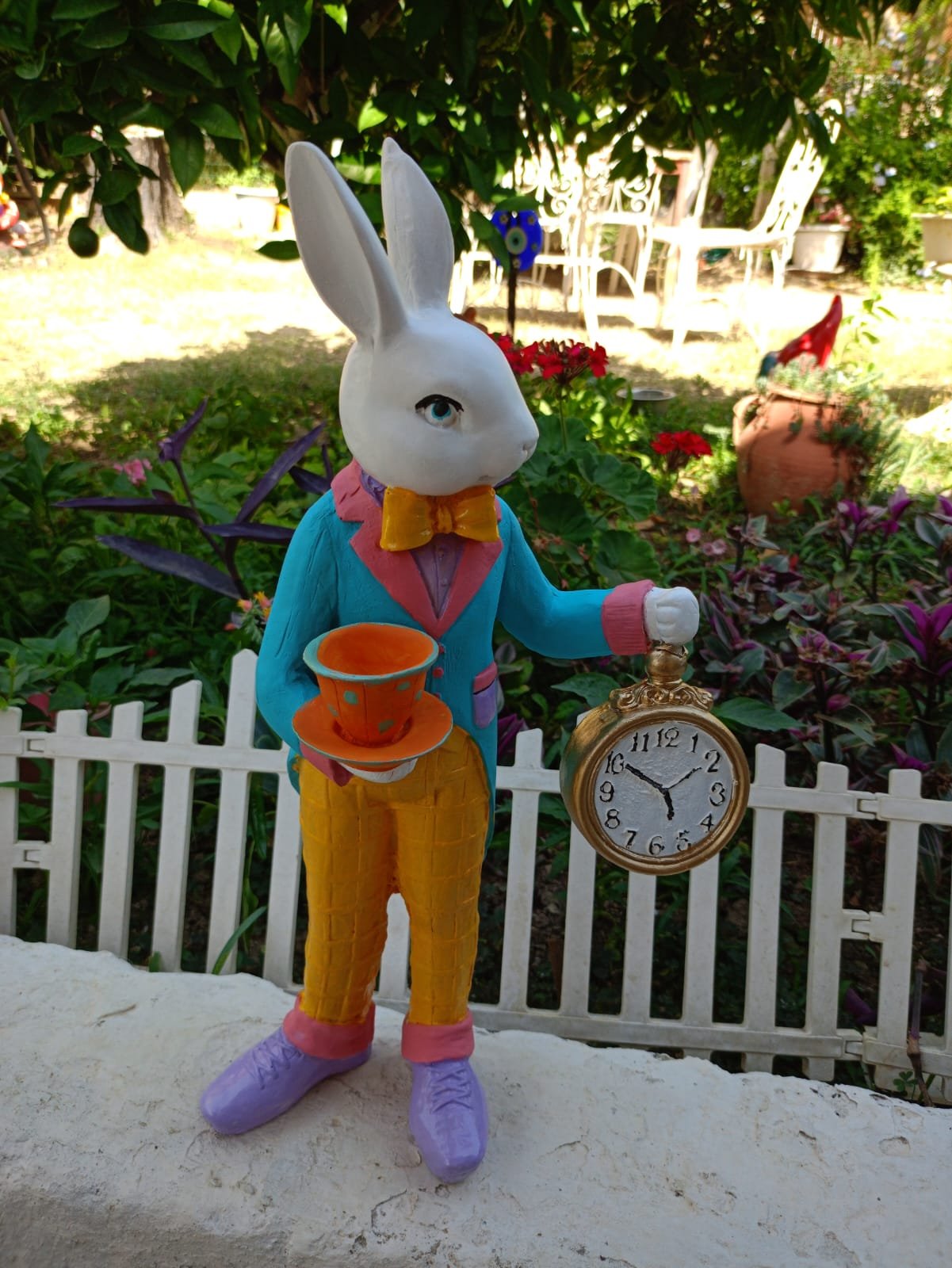 Alice in Wonderland - Harikalar Diyarında Saatli Tavşan 46 cm İnanılmaz Dekoratif Obje