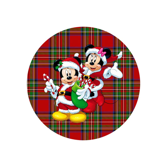 Minnie and Mickey New Year, Christmas 2 Pieces Winter Plate, Fabric - Wooden Plate Inside