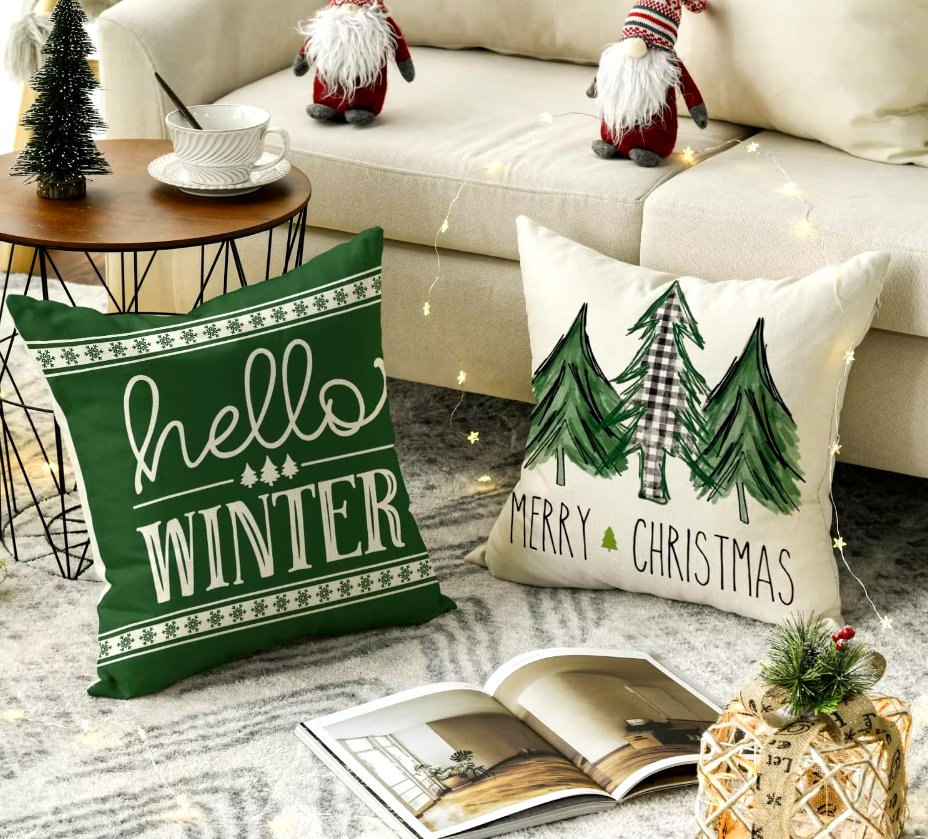 Christmas, New Year, Christmas, Xmas Decorative Pillow Case Set of 4