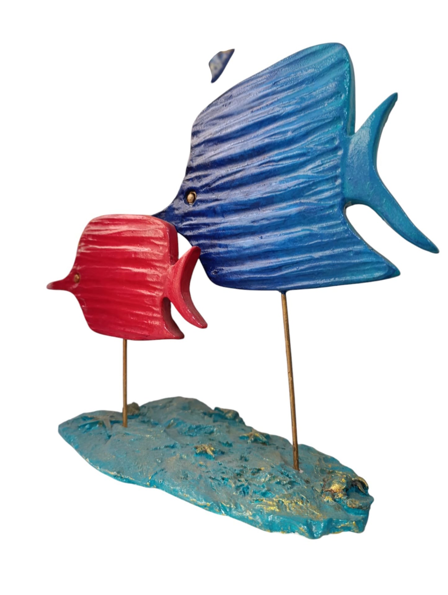 Pedestal Footed 2-Piece Fish Decorative Object, Figurine 29 cm