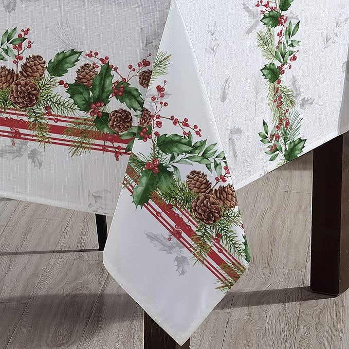 New Year, Christmas, Winter, Winter Pine Cones Tablecloth