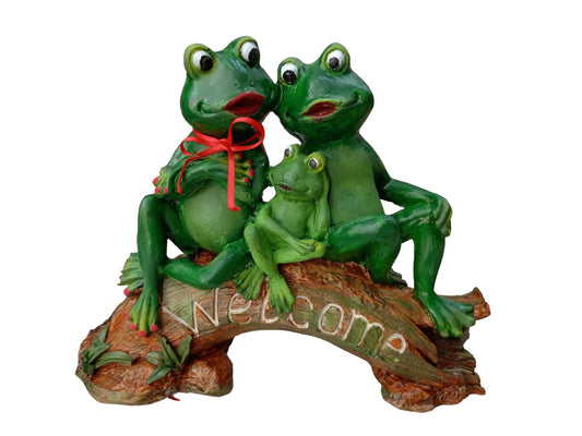 Welcome Written Frog Figure, Decorative Object, Garden Statue