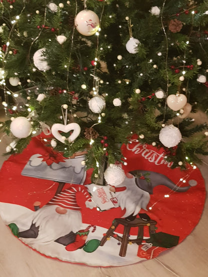 Christmas Tree Cover Gnomes Christmas Preparations with Gifts Large Size 95 cm