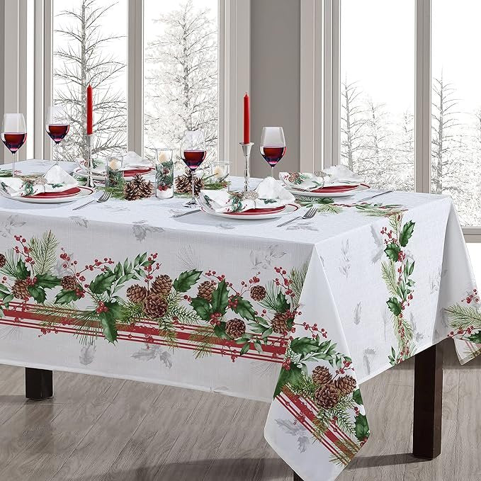 New Year, Christmas, Winter, Winter Pine Cones Tablecloth
