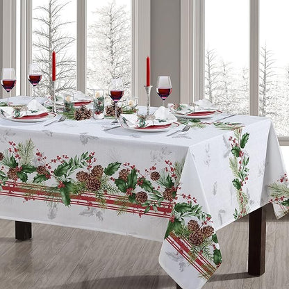 New Year, Christmas, Winter, Winter Pine Cones Tablecloth