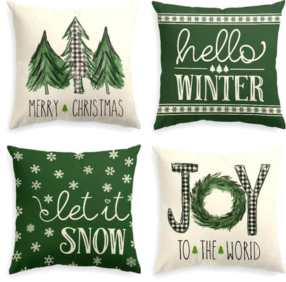 Christmas, New Year, Christmas, Xmas Decorative Pillow Case Set of 4