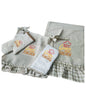 Queen Embroidered, Ruffled, Buldan Linen Set of 4 (Oven Cover, Runner, Glove, Towel)